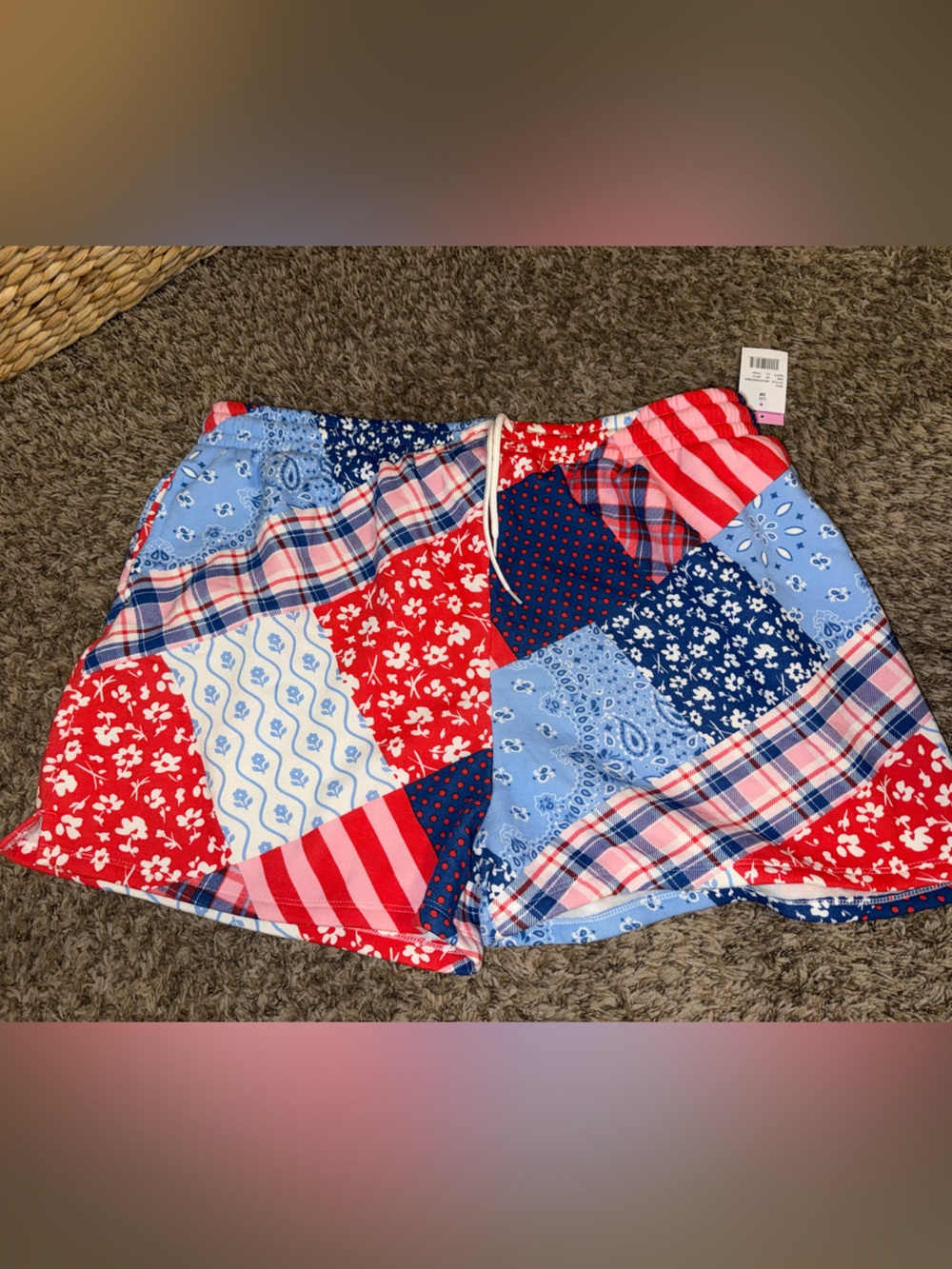 NWT Patchwork Red & Blue Printed Shorts 3XL